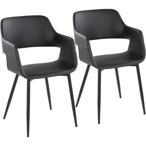 Margarite Dining Accent Chair in Black Metal & Black Leatherette (Set of 2)